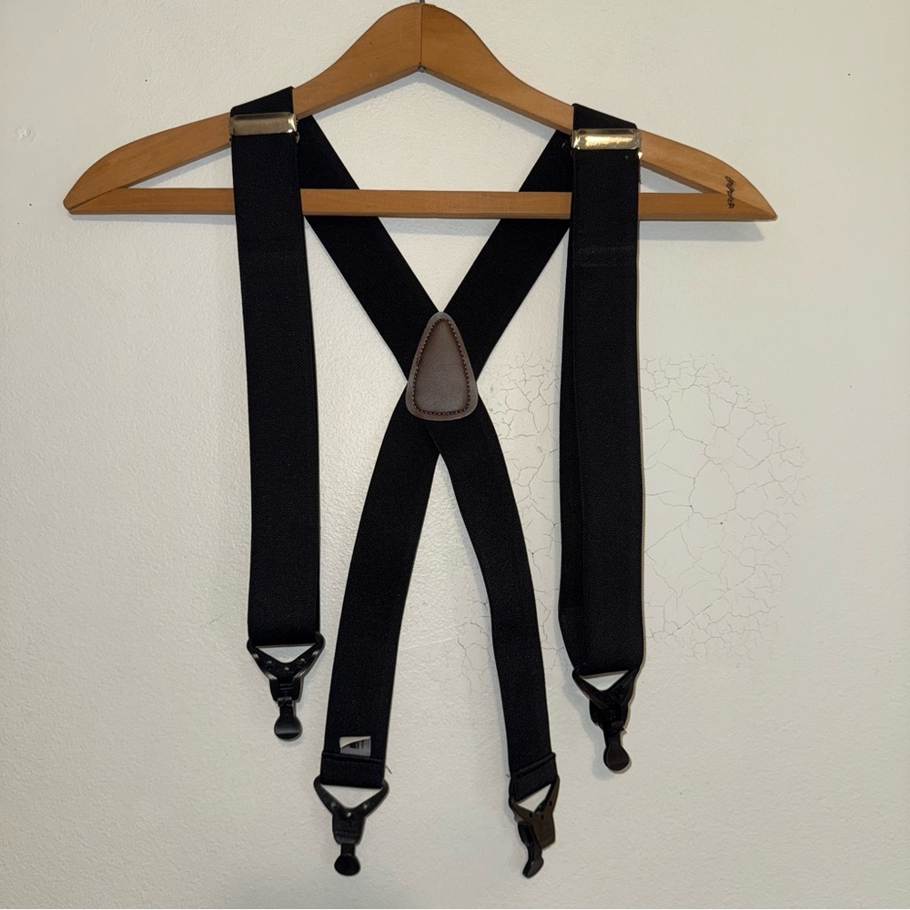 Hold Up Suspenders Men Ski 1 1/2" USA Made Black Composite Plastic